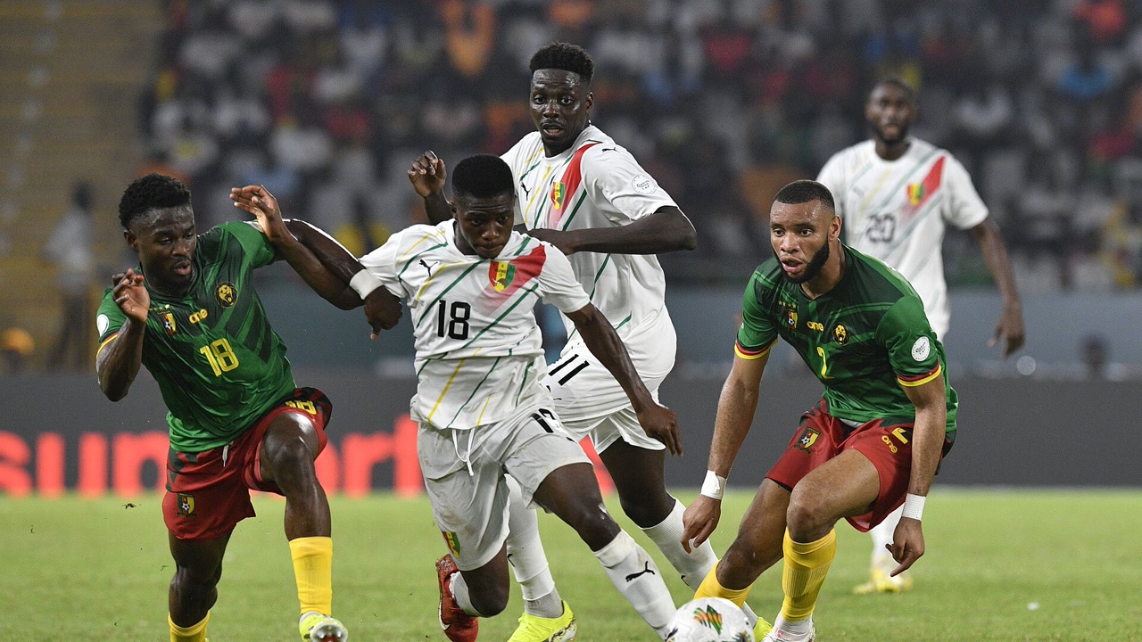 Joueurs camerounais en vert face à la Guinée lors d’un match de 2024, photo d’archive.