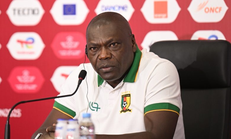 David Pagou en conférence de presse pendant la CAN 2025