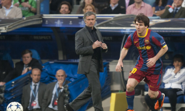 Lionel Messi et José Mourinho lors d’un Clásico