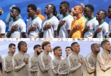 Montage de deux photos d’archive des équipes du Sénégal et du Maroc