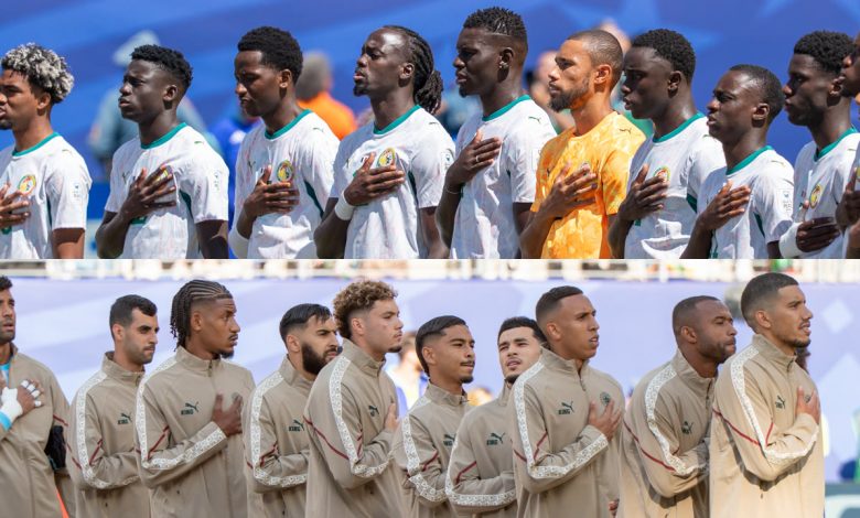 Montage de deux photos d’archive des équipes du Sénégal et du Maroc
