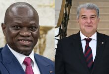 Portraits distincts de Brice Oligui Nguema et Joan Laporta