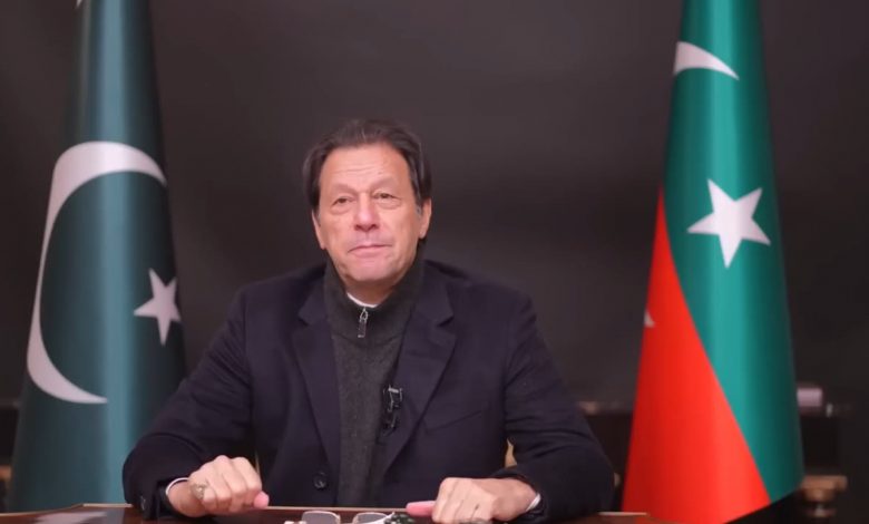 Imran Khan lors d’une allocution en 2023, photographie d’archive